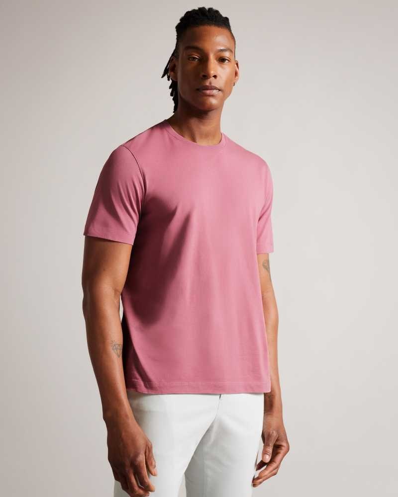 Pink Ted Baker Tywinn Short Sleeve Regular Fit Plain T-shirt | US0000878