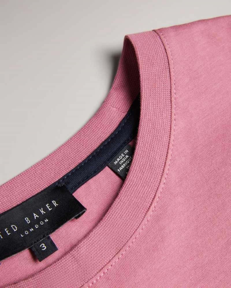 Pink Ted Baker Tywinn Short Sleeve Regular Fit Plain T-shirt | US0000878