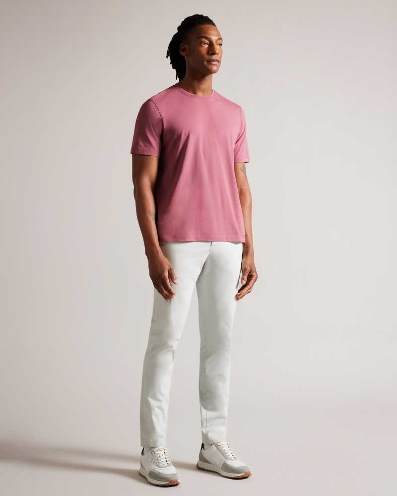 Pink Ted Baker Tywinn Short Sleeve Regular Fit Plain T-shirt | US0000878