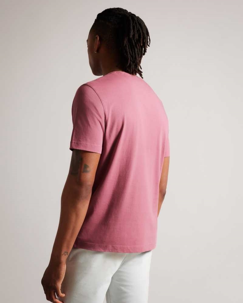 Pink Ted Baker Tywinn Short Sleeve Regular Fit Plain T-shirt | US0000878