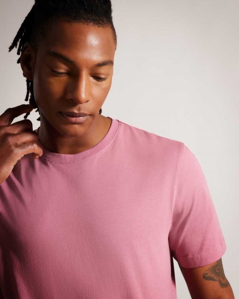 Pink Ted Baker Tywinn Short Sleeve Regular Fit Plain T-shirt | US0000878