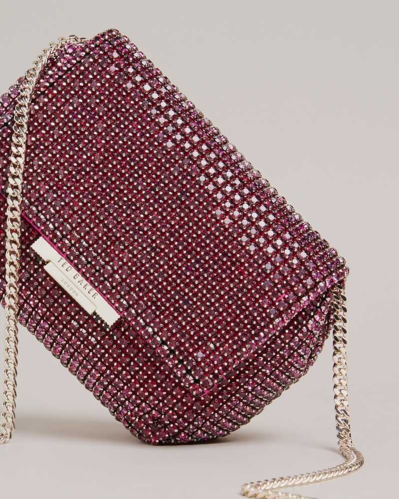 Purple Ted Baker Gliters Crystal Mini Cross Body Bag | US0001283