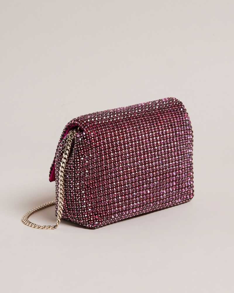 Purple Ted Baker Gliters Crystal Mini Cross Body Bag | US0001283