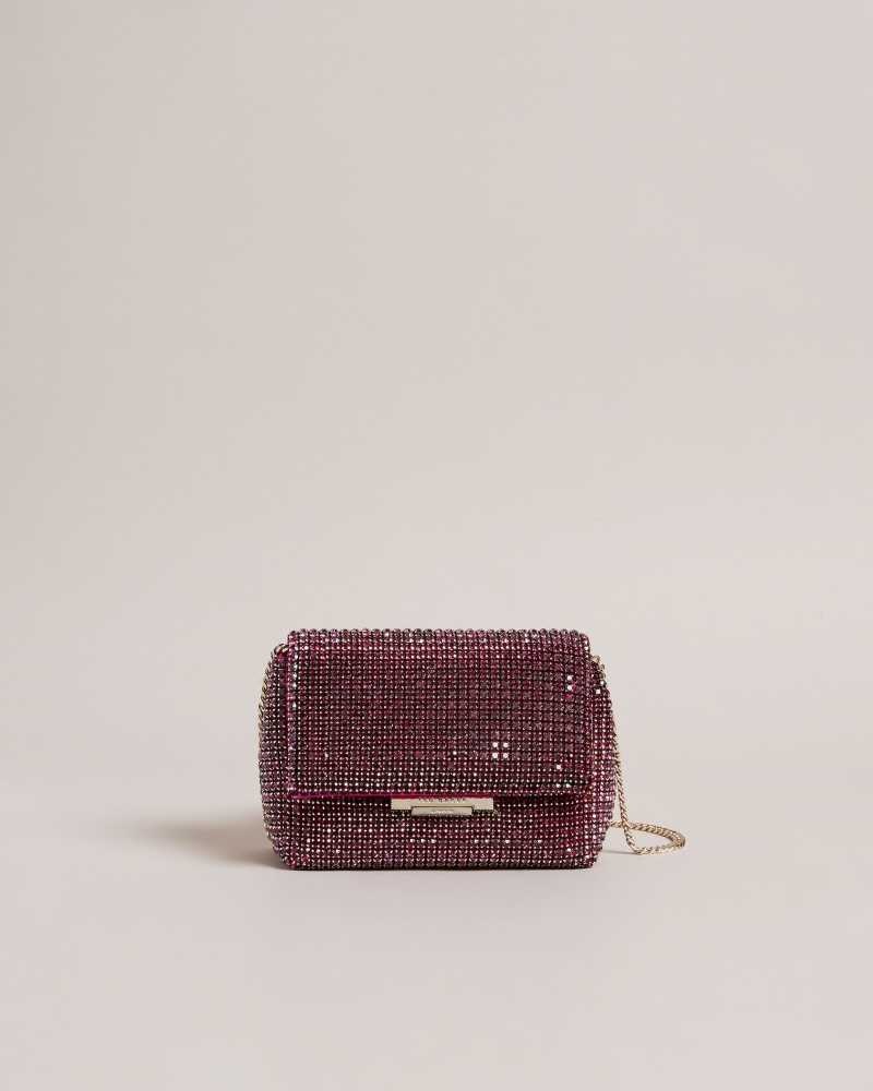 Purple Ted Baker Gliters Crystal Mini Cross Body Bag | US0001283