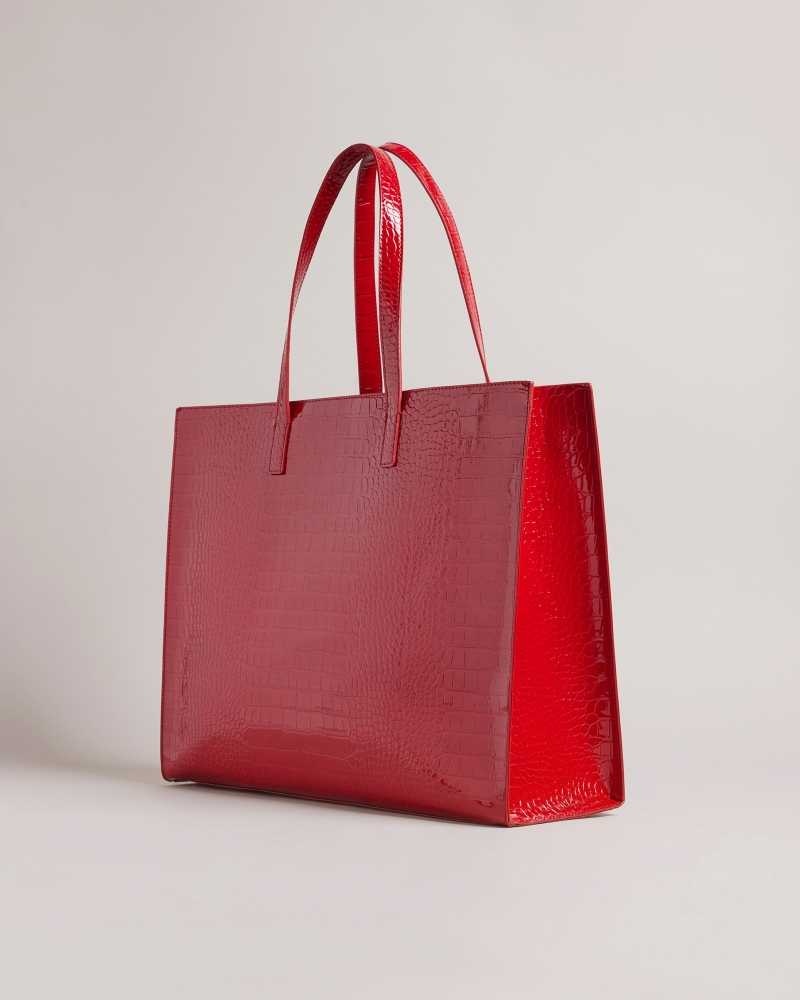 Red Ted Baker Allicon Mock Croc Icon Tote Bag | US0001523