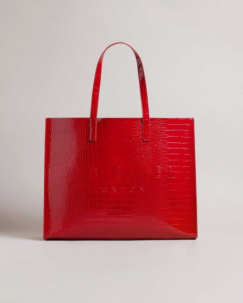 Red Ted Baker Allicon Mock Croc Icon Tote Bag | US0001523