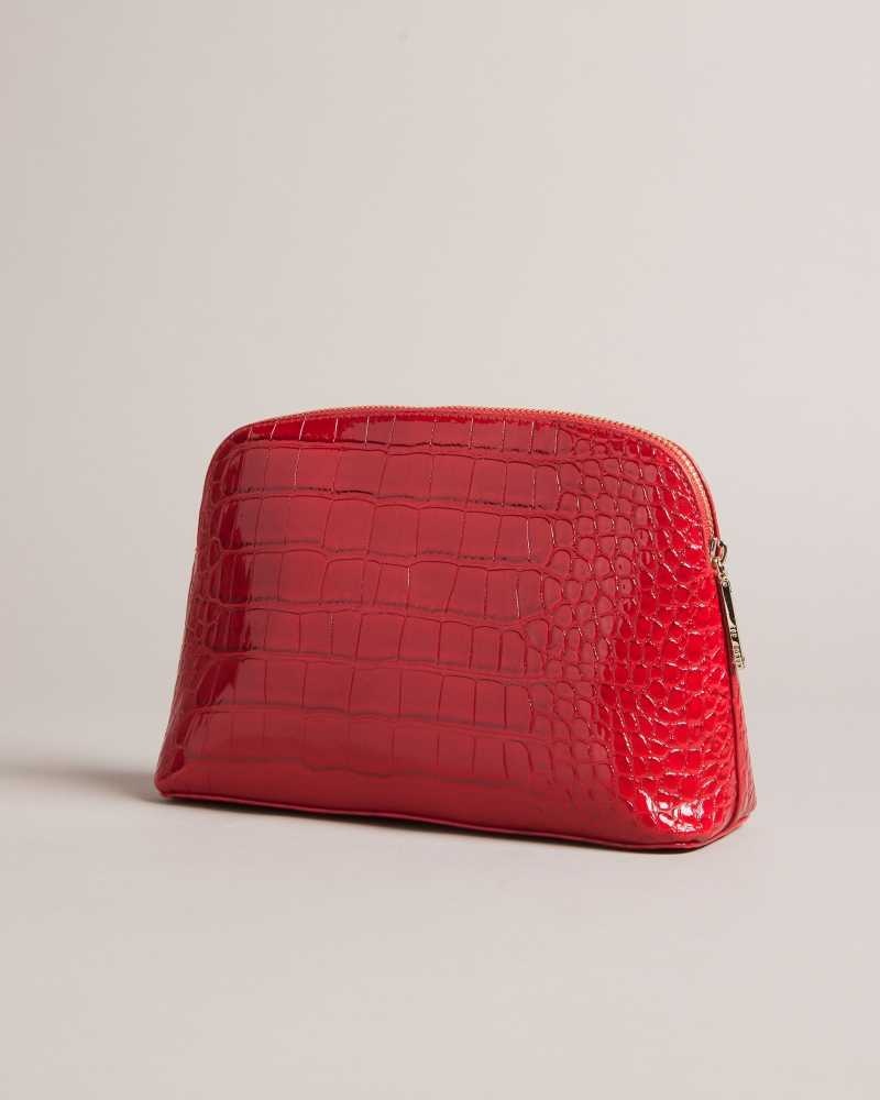 Red Ted Baker Crocala Croc Detail Debossed Makeup Bag | US0001388