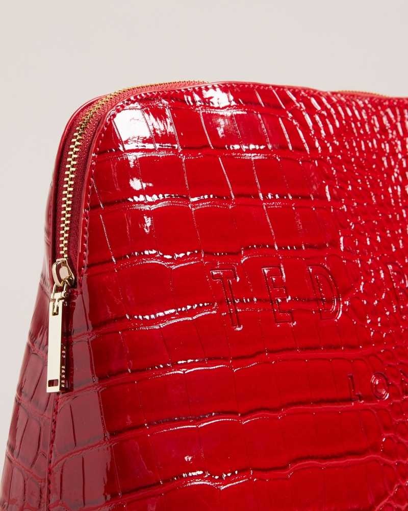 Red Ted Baker Crocana Croc Detail Debossed Washbag | US0001565