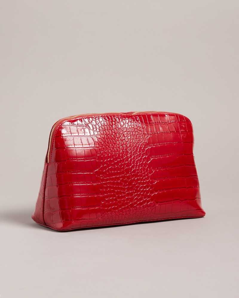 Red Ted Baker Crocana Croc Detail Debossed Washbag | US0001565