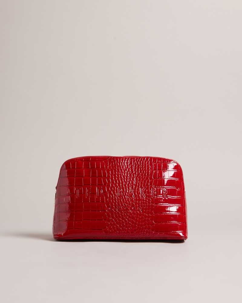 Red Ted Baker Crocana Croc Detail Debossed Washbag | US0001565