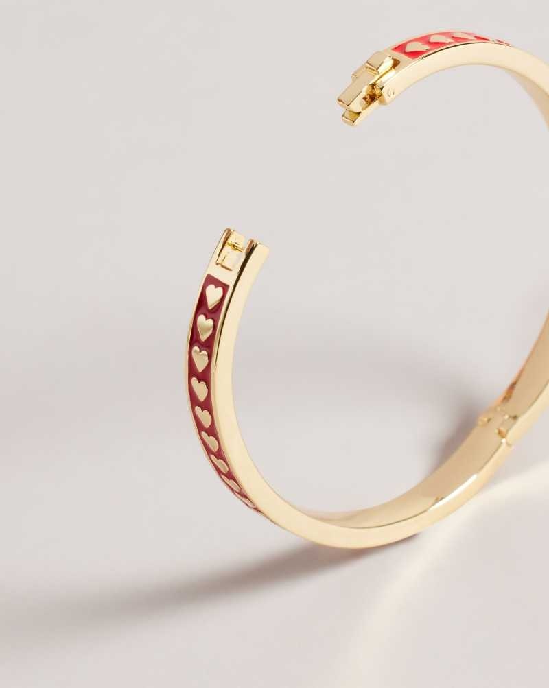 Red Ted Baker Eellie Enamel Heart Bangle Bangles | US0001734