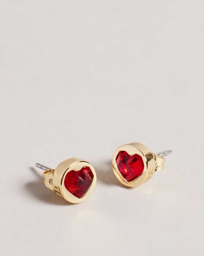 Red Ted Baker Heartan Glass Heart Stud Earrings Earrings | US0001785