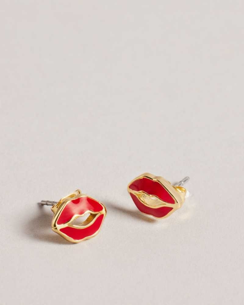 Red Ted Baker Kreshel Kiss Kiss Enamel Stud Earrings Earrings | US0001805