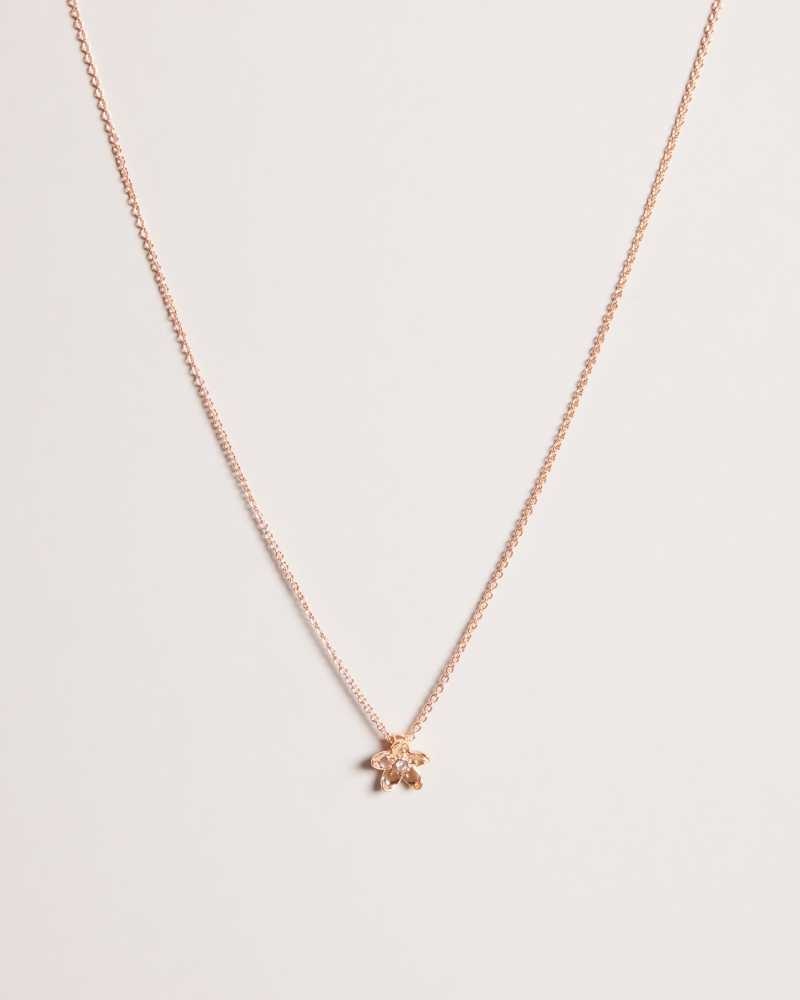 Rose Gold Colour Ted Baker Braddie Blossom Pendant Necklace Pendant Necklace | US0001877