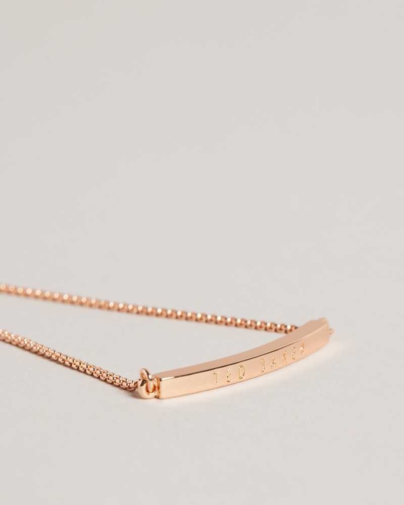 Rose Gold Colour Ted Baker Breenar Logo Bar Drawstring Bracelet Bracelets | US0001753