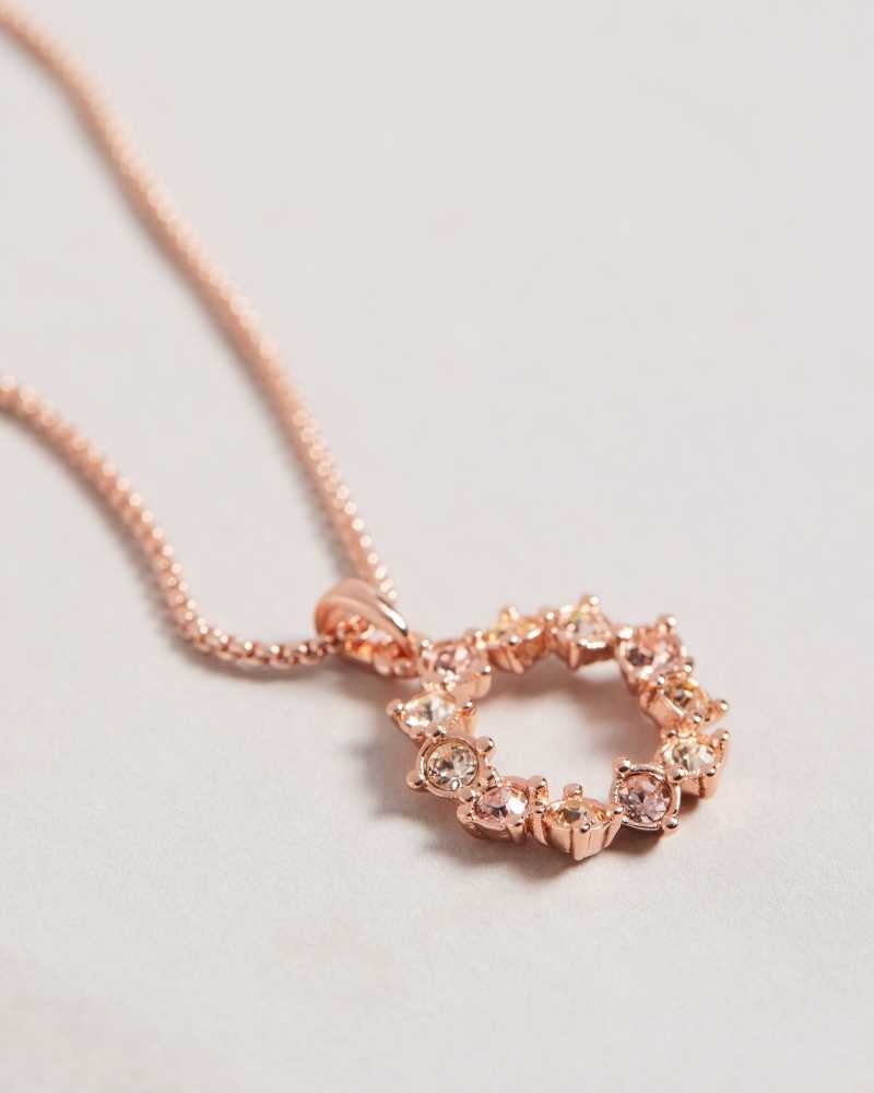 Rose Gold Colour Ted Baker Cresar Calypso Crystal Hoop Pendant Necklace Pendant Necklace | US0001851