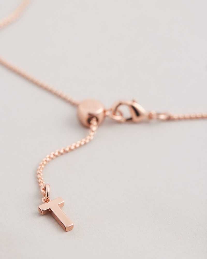 Rose Gold Colour Ted Baker Cresar Calypso Crystal Hoop Pendant Necklace Pendant Necklace | US0001851