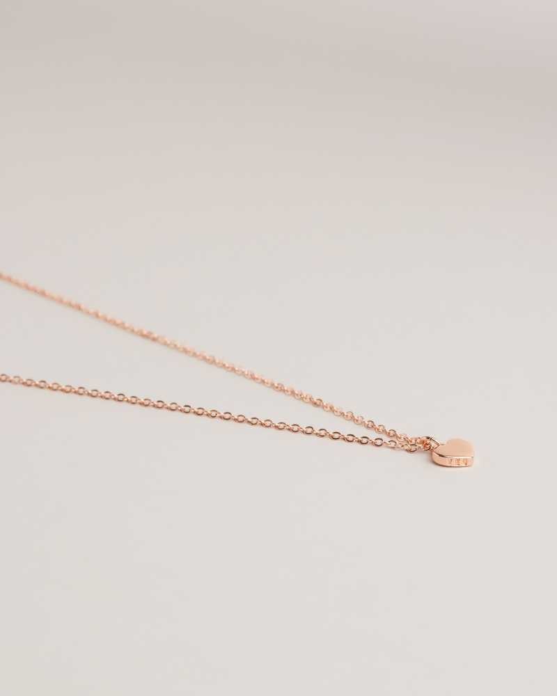 Rose Gold Colour Ted Baker Hara Heart Pendant Necklace Pendant Necklace | US0001855