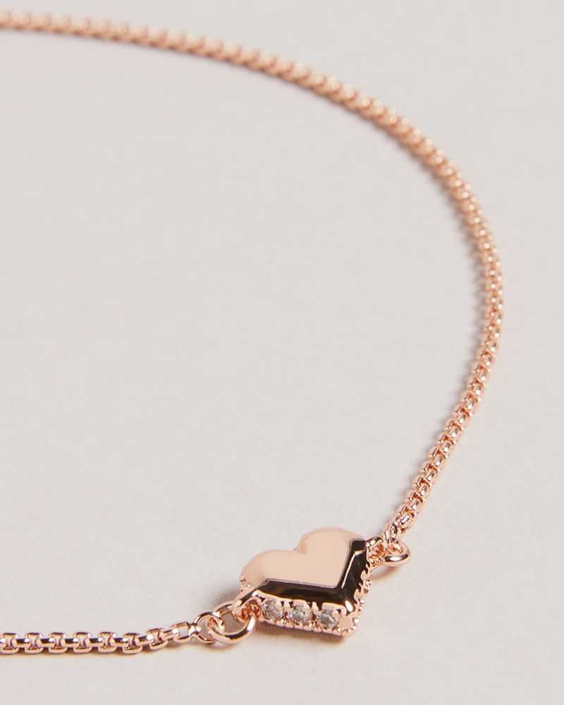 Rose Gold Colour Ted Baker Sarsah Sparkle Heart Drawstring Bracelet Bracelets | US0001750