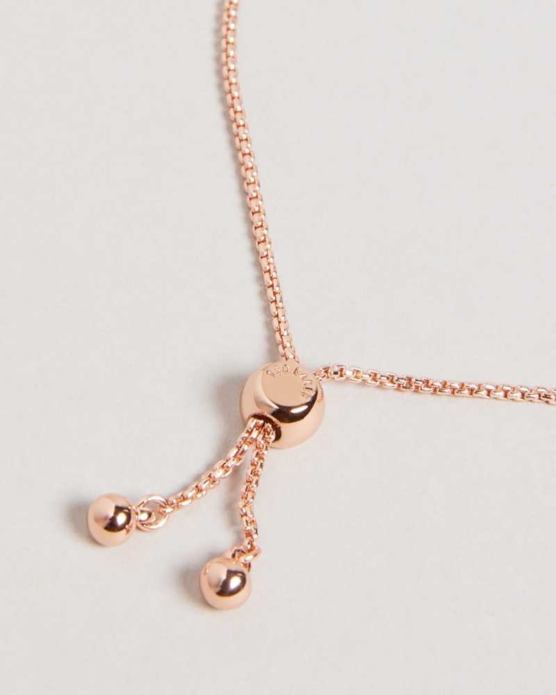 Rose Gold Colour Ted Baker Sarsah Sparkle Heart Drawstring Bracelet Bracelets | US0001750