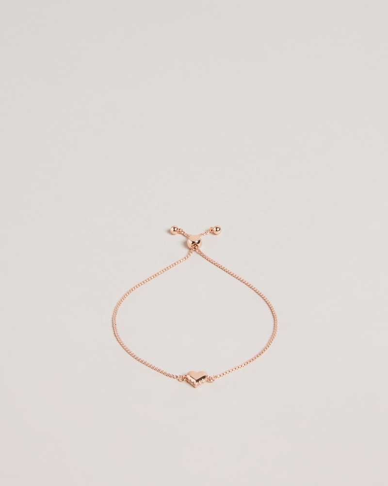 Rose Gold Colour Ted Baker Sarsah Sparkle Heart Drawstring Bracelet Bracelets | US0001750