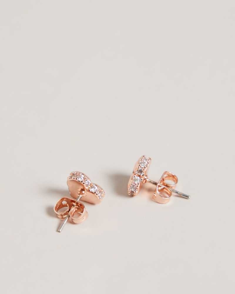 Rose Gold Colour Ted Baker Sersy Sparkle Heart Stud Earrings Earrings | US0001801