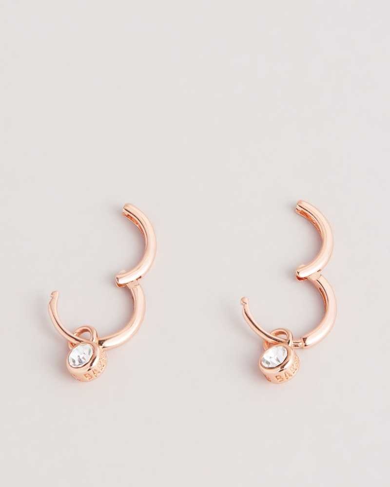 Rose Gold Colour Ted Baker Sinaala Crystal Huggie Earrings Earrings | US0001780