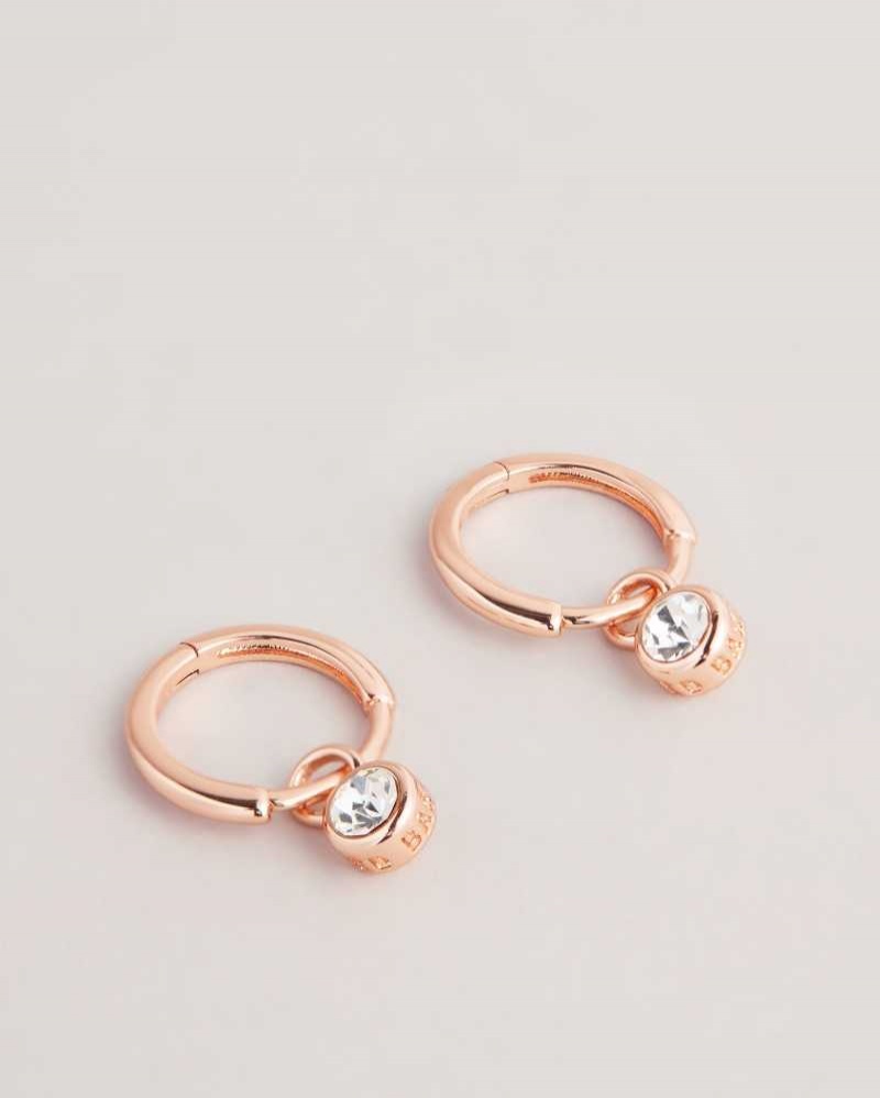 Rose Gold Colour Ted Baker Sinaala Crystal Huggie Earrings Earrings | US0001780