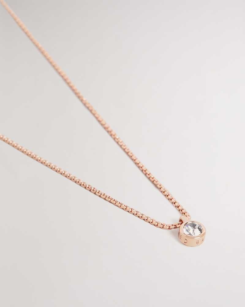 Rose Gold Colour Ted Baker Sininaa Crystal Pendant Necklace Pendant Necklace | US0001869