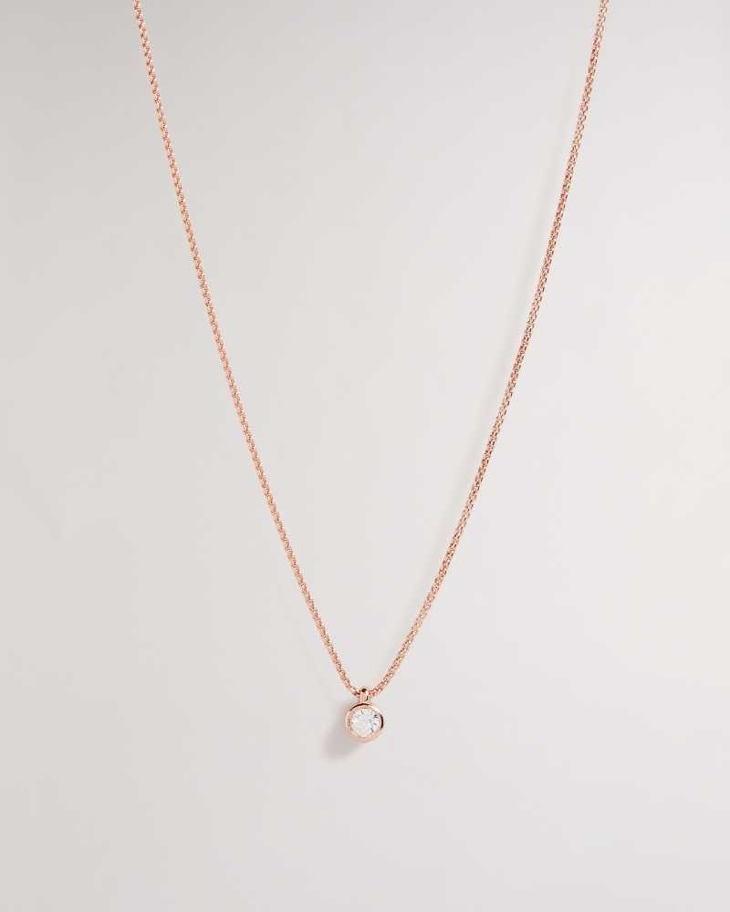 Rose Gold Colour Ted Baker Sininaa Crystal Pendant Necklace Pendant Necklace | US0001869