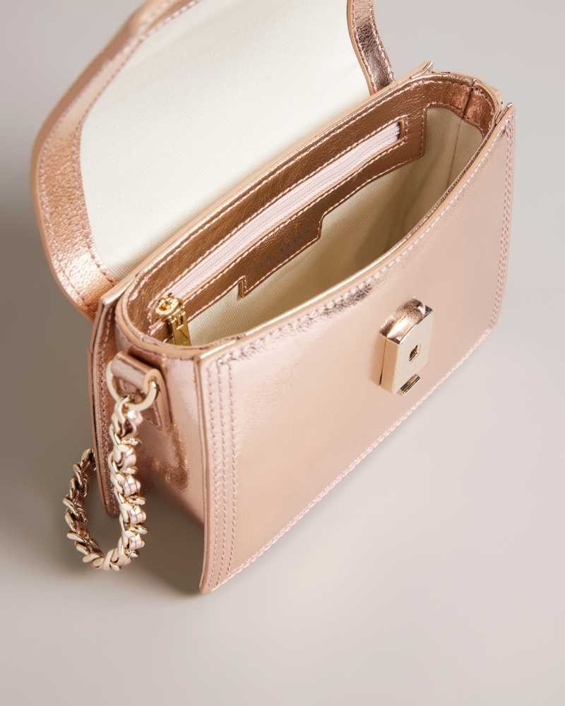 Rose Gold Ted Baker Libbe Leather Crossbody Bag | US0001353