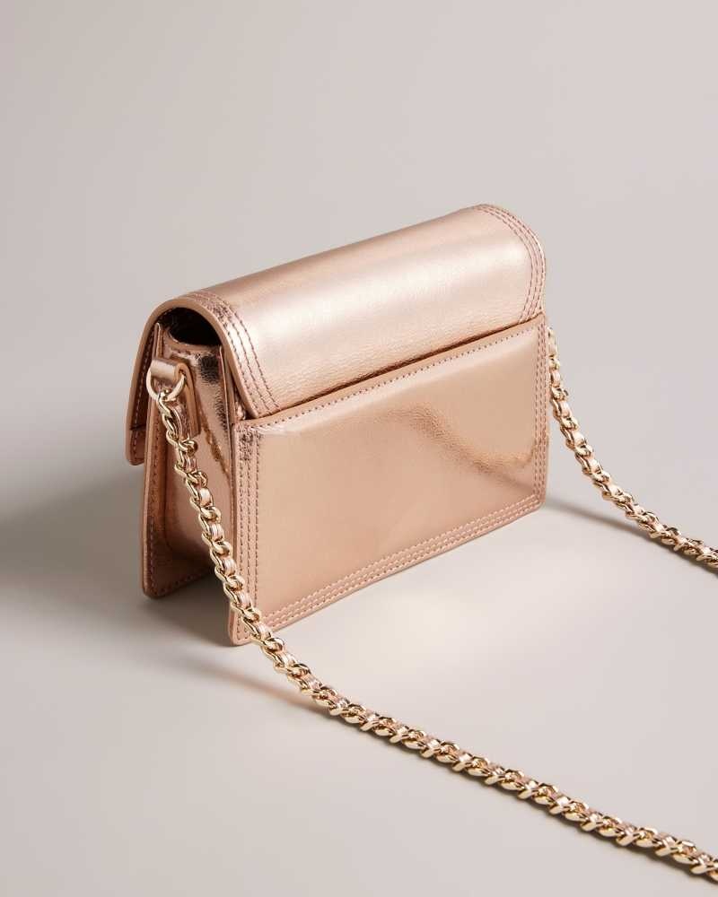 Rose Gold Ted Baker Libbe Leather Crossbody Bag | US0001353