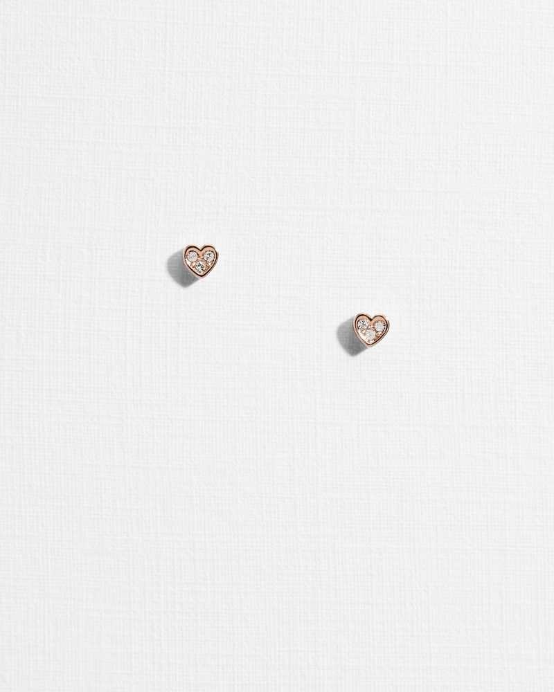 Rose Gold Ted Baker Neenia Nano Heart Stud Earrings Earrings | US0001831