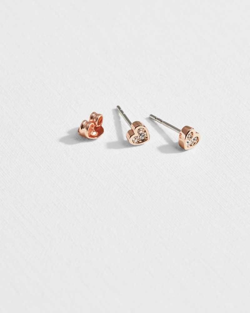 Rose Gold Ted Baker Neenia Nano Heart Stud Earrings Earrings | US0001831