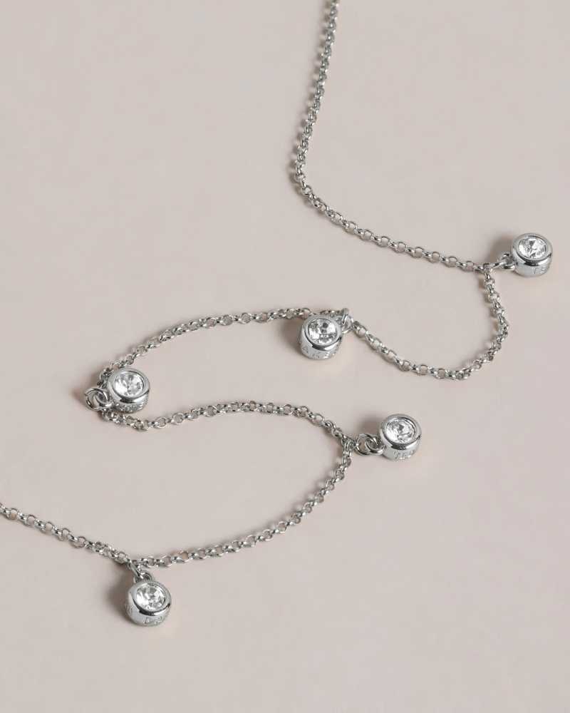 Silver Colour Ted Baker Clemmee Crystal Droplet Necklace Necklace | US0001842