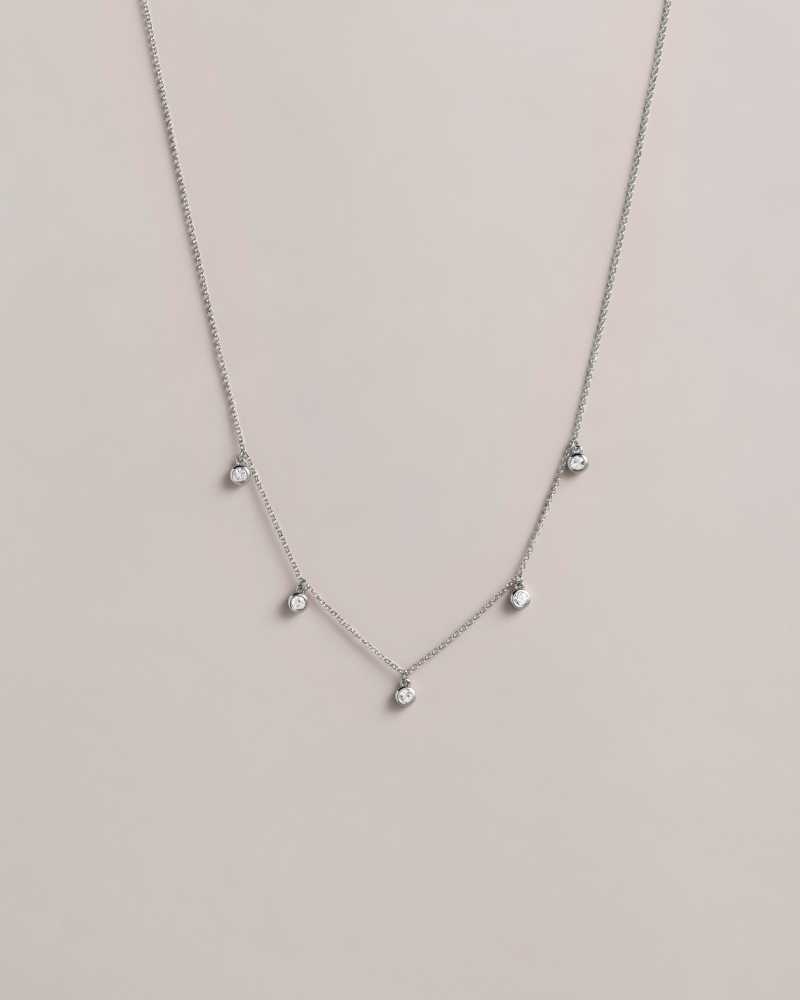 Silver Colour Ted Baker Clemmee Crystal Droplet Necklace Necklace | US0001842