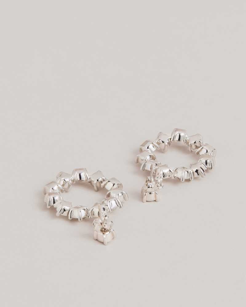 Silver Colour Ted Baker Crissty Crystal Hoop Drop Earrings Earrings | US0001828