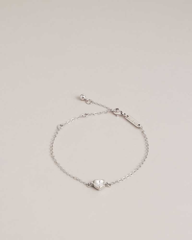 Silver Colour Ted Baker Hansaa Crystal Heart Bracelet Bracelets | US0001745