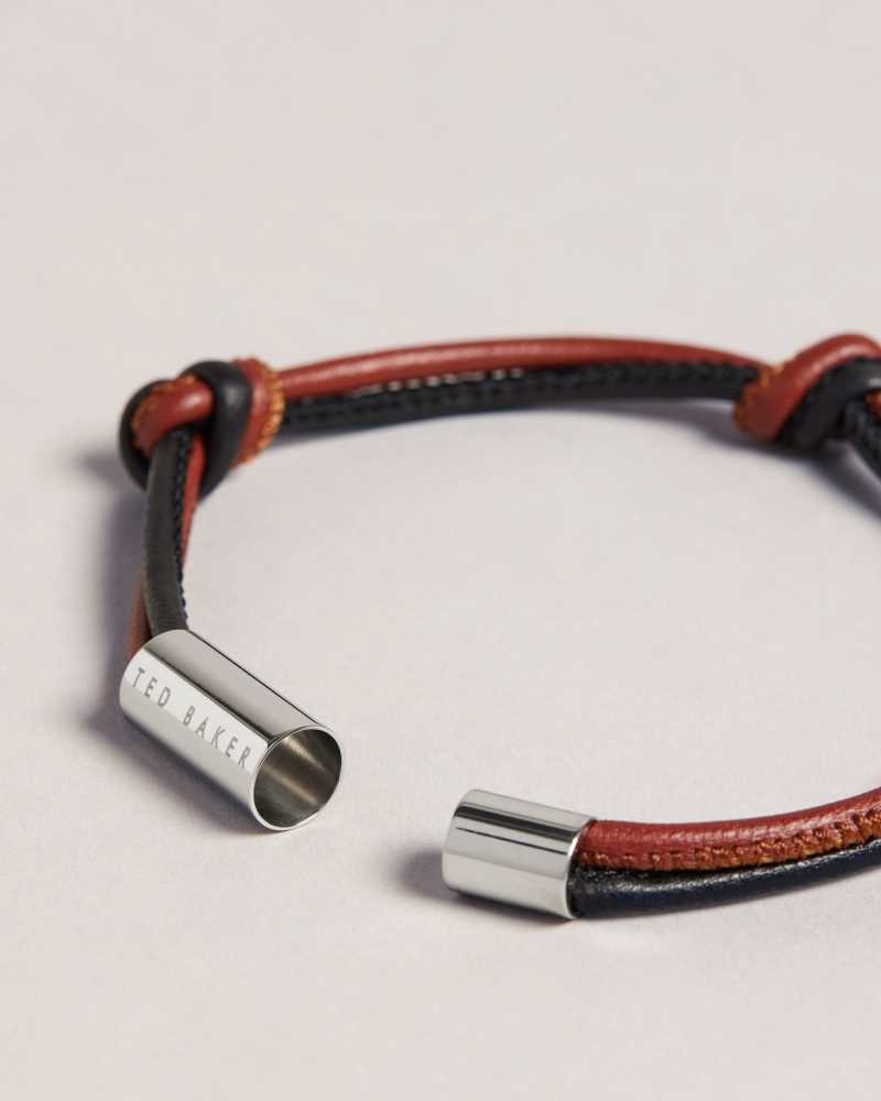 Silver Colour Ted Baker Johhn Knotted Leather Bracelet | US0001961