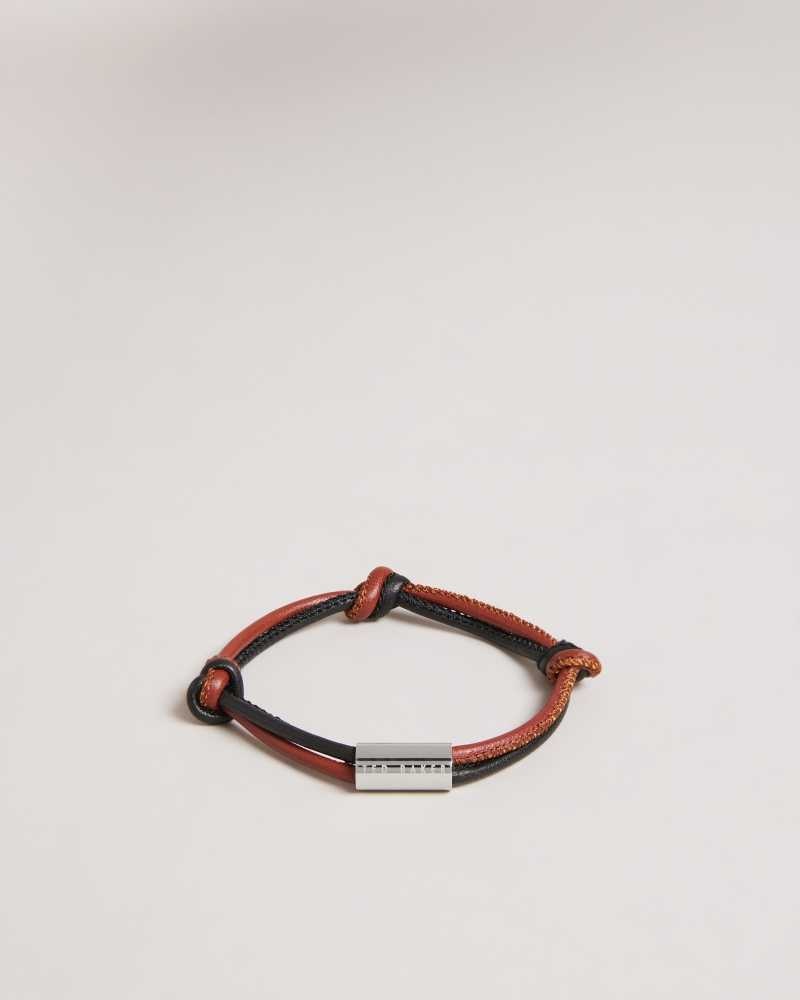 Silver Colour Ted Baker Johhn Knotted Leather Bracelet | US0001961