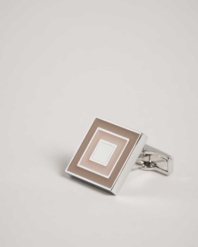 Silver Colour Ted Baker Multii Layered Square Cufflinks | US0001677