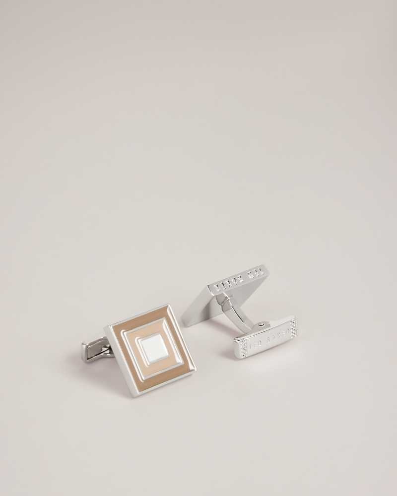 Silver Colour Ted Baker Multii Layered Square Cufflinks | US0001677