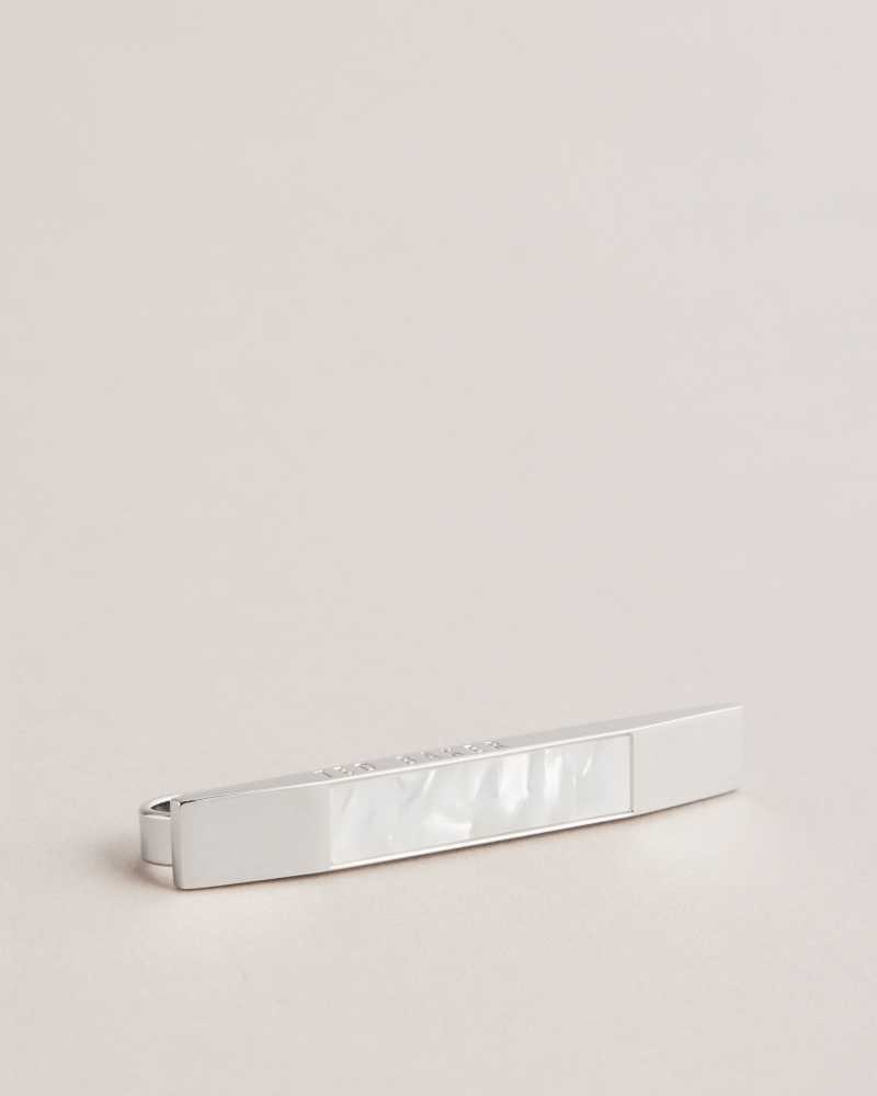 Silver Colour Ted Baker Presbar Marbled Tie Bar | US0001662