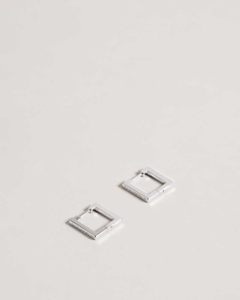 Silver Colour Ted Baker Senrii Small Square Hinge Earrings Earrings | US0001774