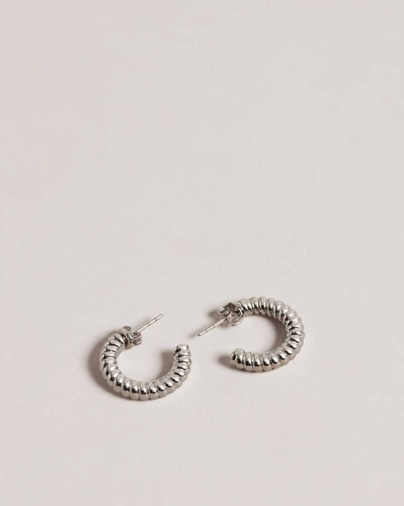 Silver Colour Ted Baker Tottie Twisted Hoop Earrings Earrings | US0001800