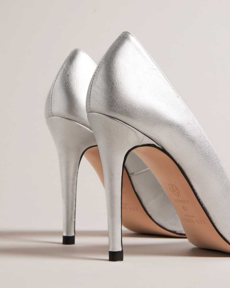 Silver Ted Baker Ryal Metallic Court Shoes | US0002105