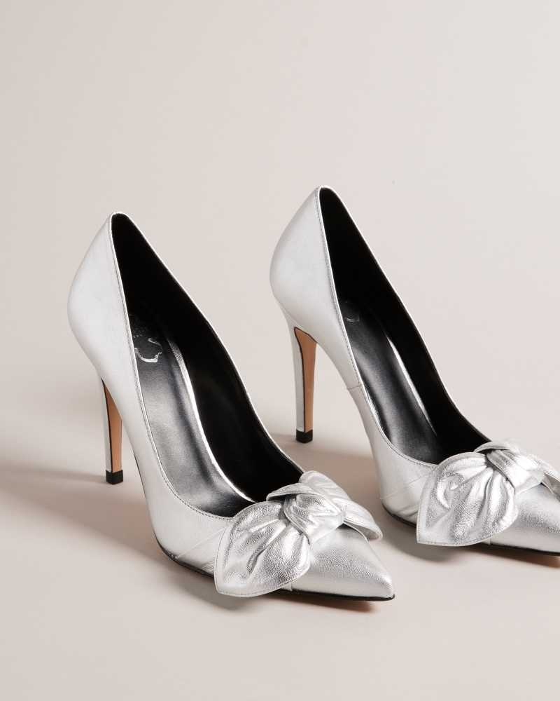 Silver Ted Baker Ryal Metallic Court Shoes | US0002105