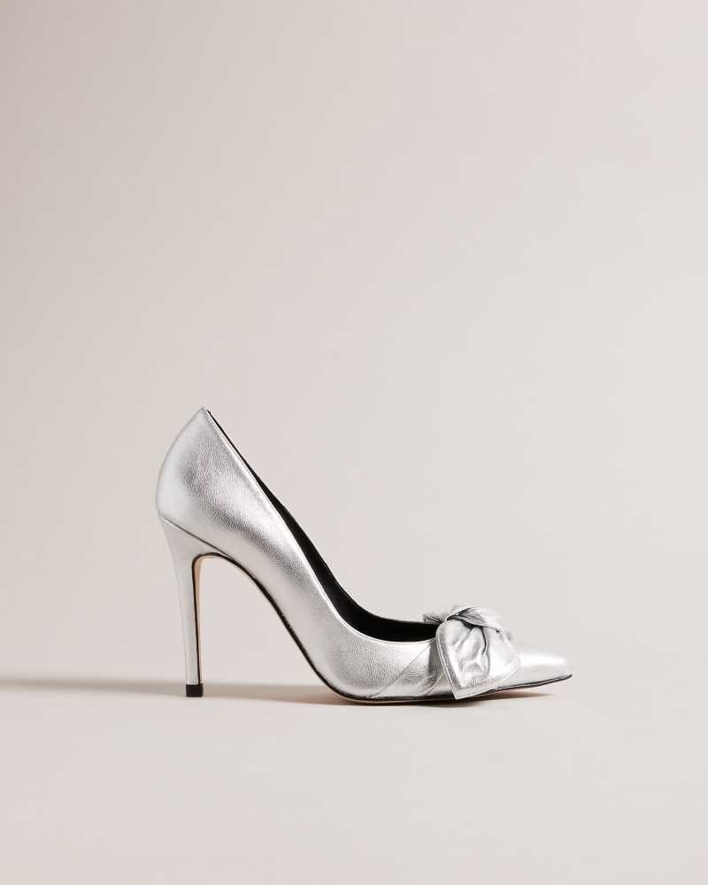 Silver Ted Baker Ryal Metallic Court Shoes | US0002105