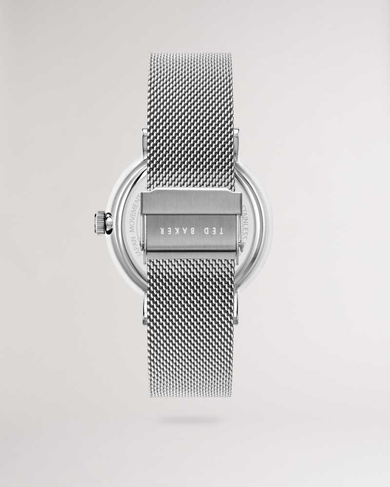 Silver Ted Baker Trist Mesh Band Watch And Silicone Strap | US0001971