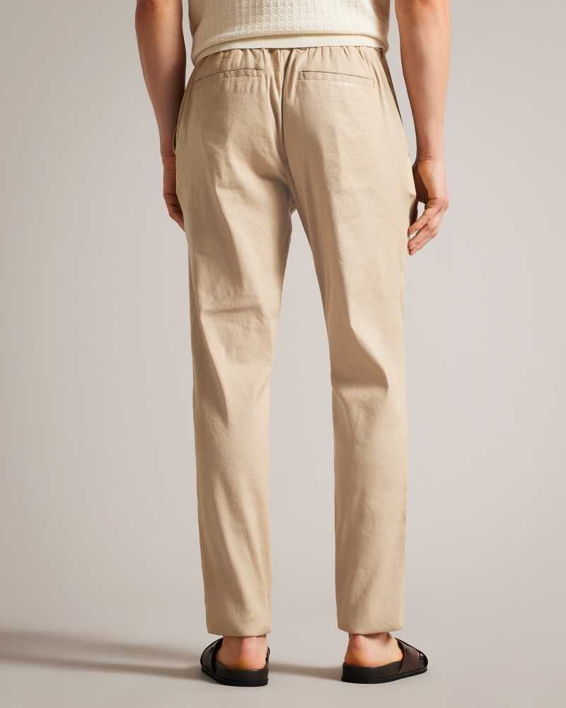 Stone Ted Baker Kimmel Linen Blend Elasticated Trousers | US0001173